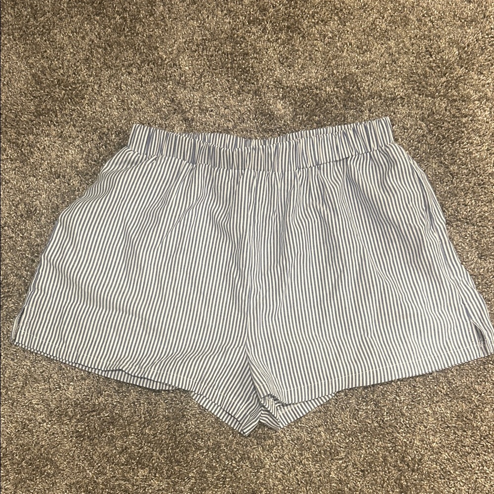 SHEIN Blue and White Striped Linen Shorts